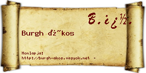 Burgh Ákos névjegykártya
